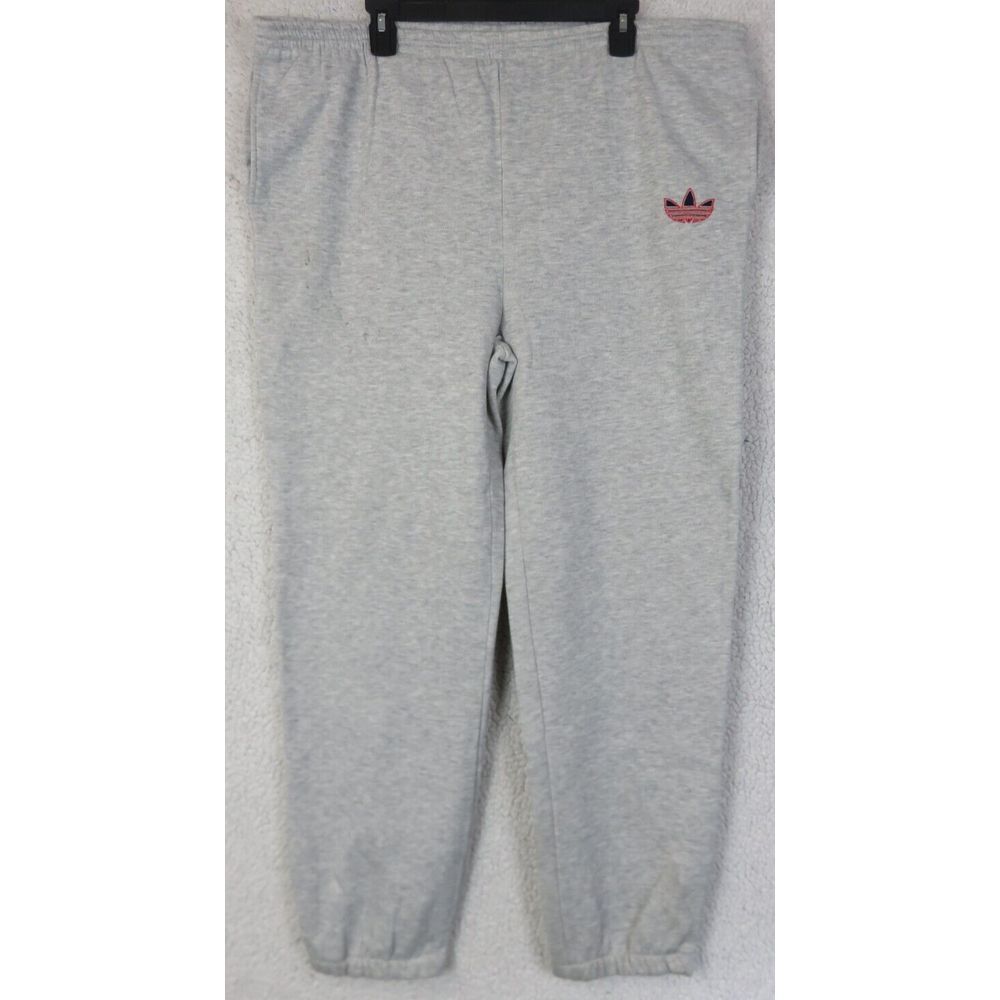 Vintage Adidas Trefoil Track Pants Mens XL Trefoil Logo Black Gray Draw String